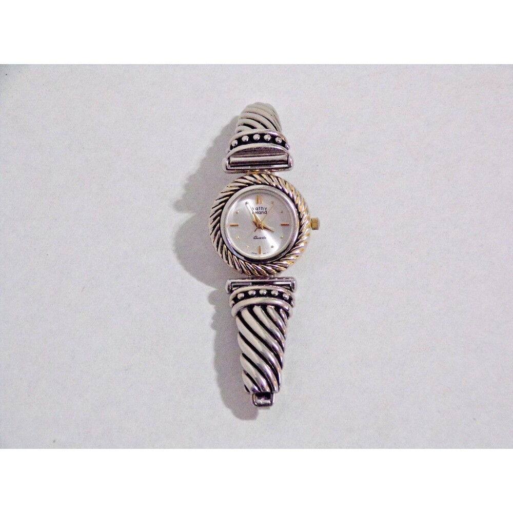 Kathy Ireland Two Tone Women's Wrist Watch Stretch Band Bracelet Twisted Design